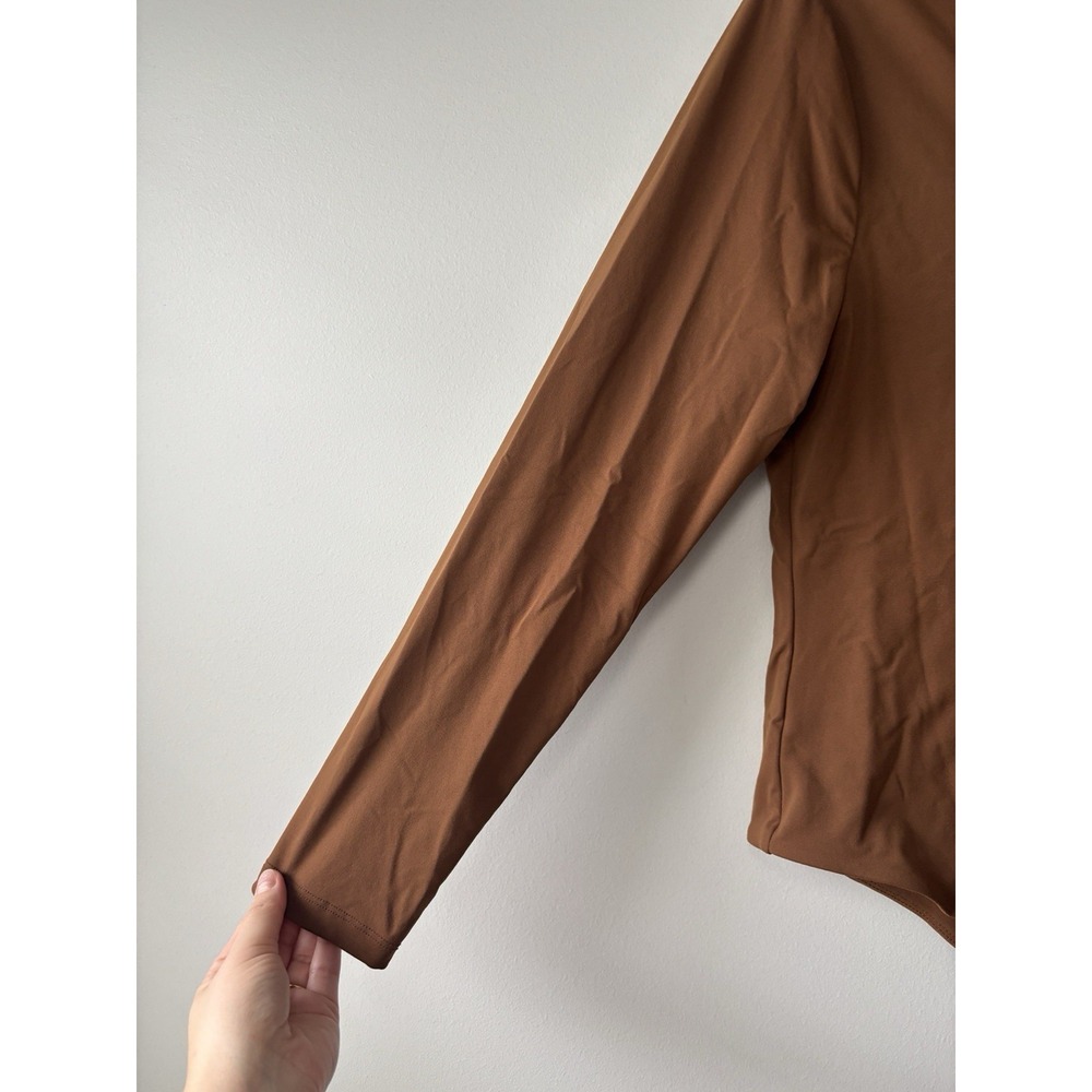 NUUDS Long Sleeve Scoop Neck Seamless Bodysuit In Chocolate Brown Size XL‎ - Picture 4 of 7